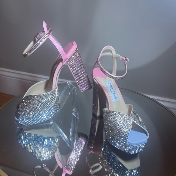 Jimmy Choo Sacaria 120 Crystal Embellished Platform Heeled Sandals size 37 - Picture 17 of 17